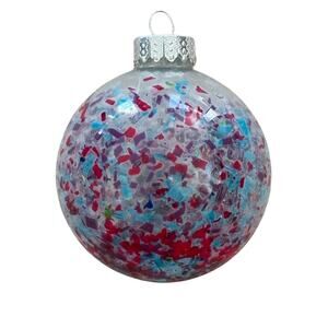 G & B Glass Christmas Ornament Confetti Multicolor 3 Inch Vintage Holiday Decor